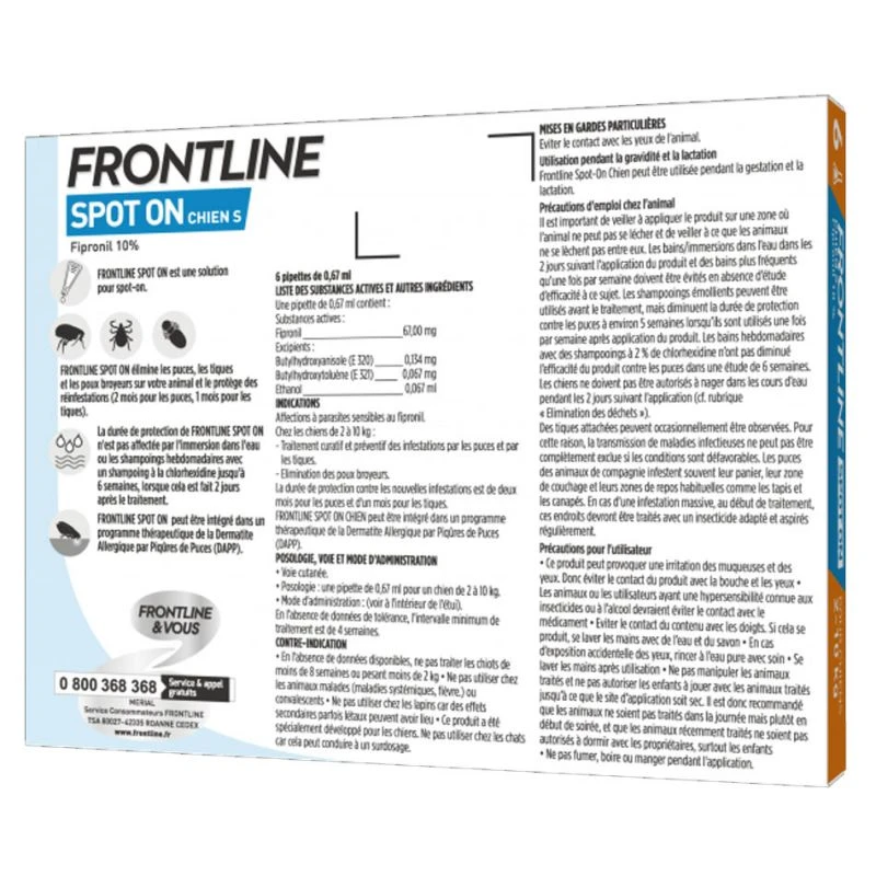 Frontline SPOT ON CHIEN 2-10KG 4Pp 0.67ML 4 Frontline SPOT ON CHIEN 2-10KG 4Pp 0.67ML – Image 2